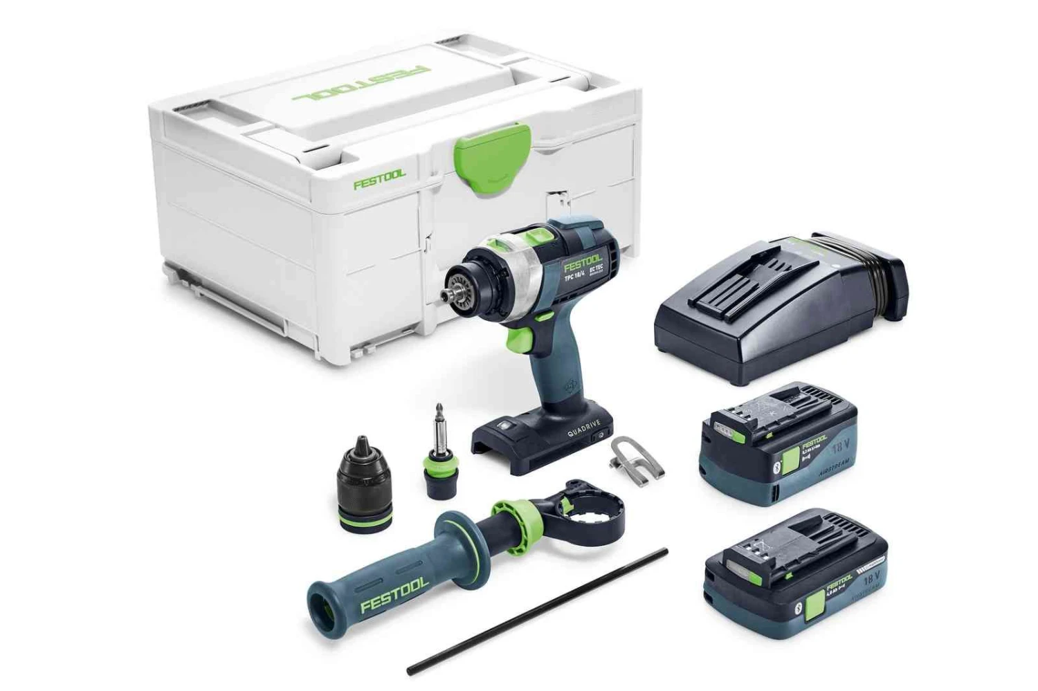 Festool TPC 18/4 5,2/4,0 I-Plus QUADRIVE 18V Li-Ion Accu Klopboormachine Set (1x 4,0Ah & 1x 5,2Ah) In Systainer - 75Nm - 575605 1 Festool TPC 18/4 5,2/4,0 I-Plus QUADRIVE 18V Li-Ion Accu Klopboormachine Set (1x 4,0Ah & 1x 5,2Ah) In Systainer - 75Nm - 575605