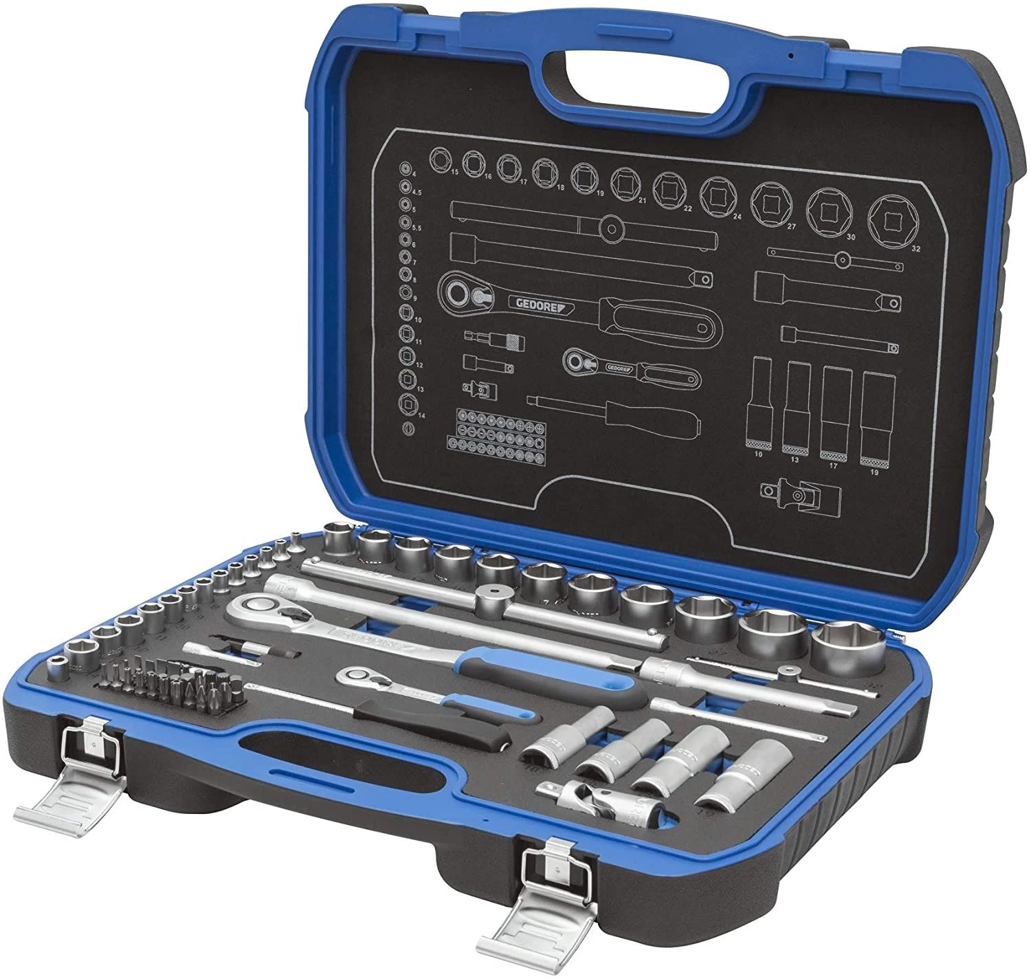 Gedore 19 BMC 20 Dopsleutelset 1/4" + 1/2", 69-delig - 3108902 2 Gedore 19 BMC 20 Dopsleutelset 1/4" + 1/2", 69-delig - 3108902 - Afbeelding 2