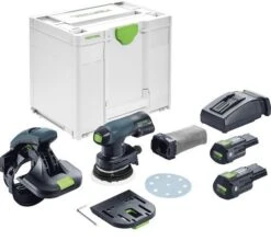 Festool ES-ETSC 125 3,0 I-Plus 18V Li-Ion Accu Kantenschuurmachine Set (2x 3,0Ah) In Systainer - 125mm - 577697
