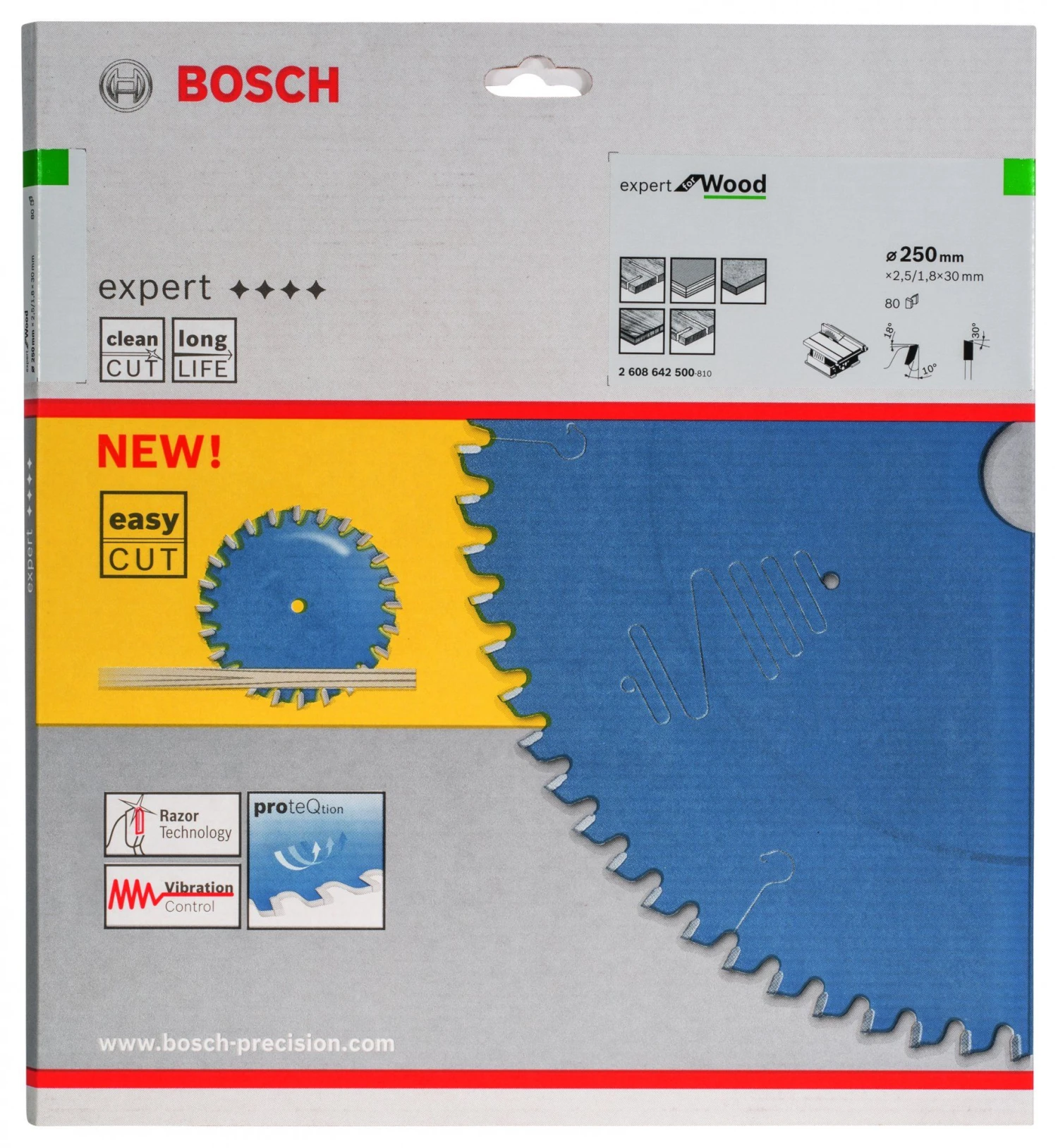 Bosch 2608642500 Expert Cirkelzaagblad - 250 X 30 X 80T - Hout - Carbide 2 Bosch 2608642500 Expert Cirkelzaagblad - 250 X 30 X 80T - Hout - Carbide - Afbeelding 2