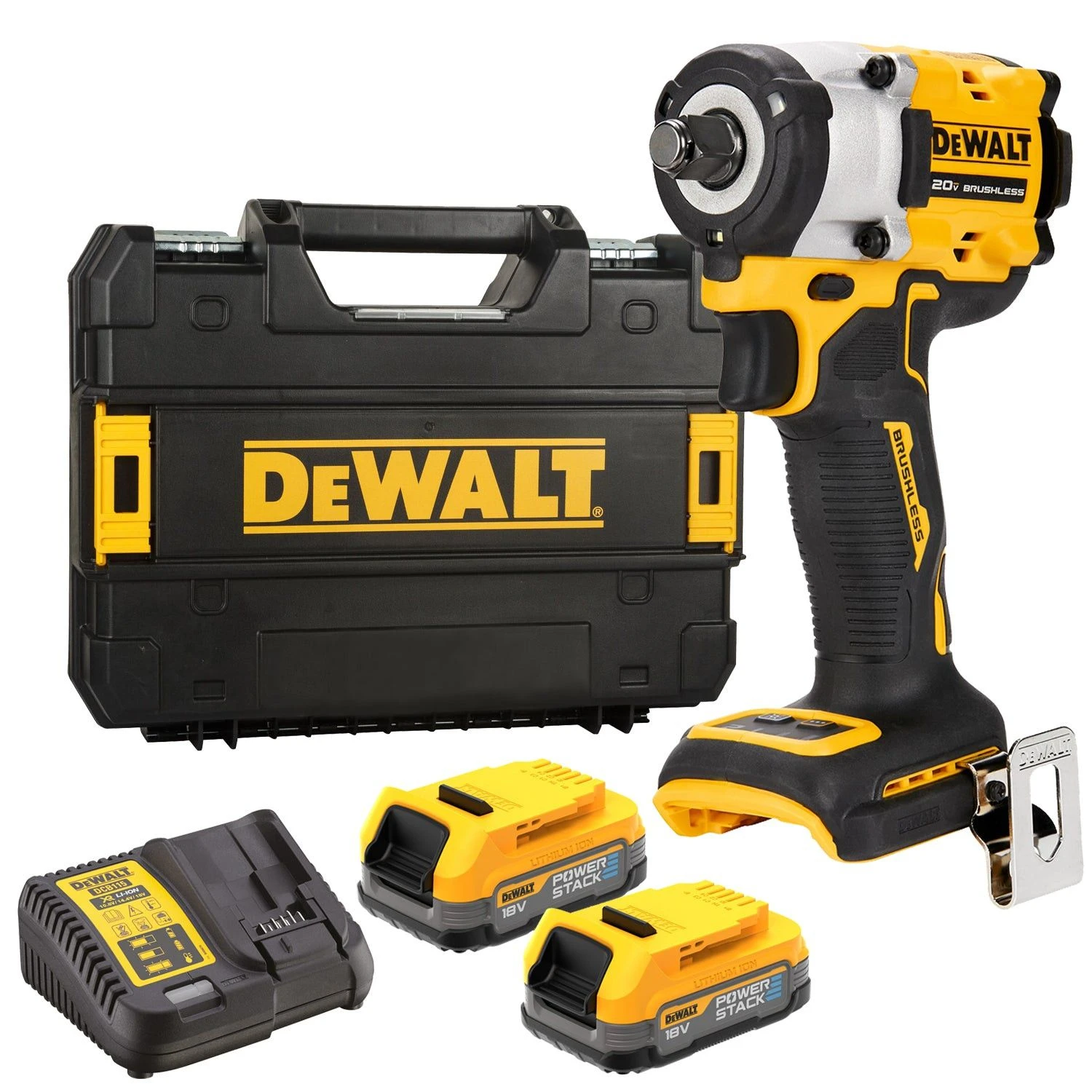DeWALT DCF921E2T 18V Li-ion XR Accu Slagmoersleutel Set (2x Powerstack Accu) Met Frictiering - 1/2” In TSTAK Koffer 1 DeWALT DCF921E2T 18V Li-ion XR Accu Slagmoersleutel Set (2x Powerstack Accu) Met Frictiering - 1/2” In TSTAK Koffer