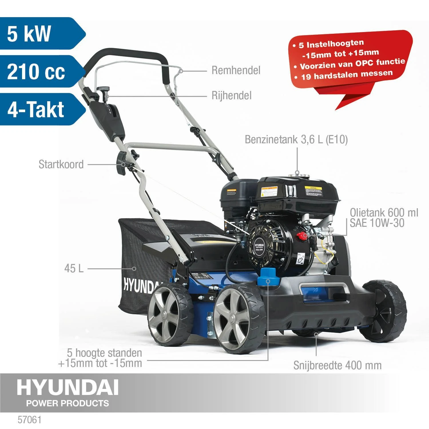 Hyundai 57061 Verticuteermachine – 210cc - 4-takt - 57061 2 Hyundai 57061 Verticuteermachine – 210cc - 4-takt - 57061 - Afbeelding 2