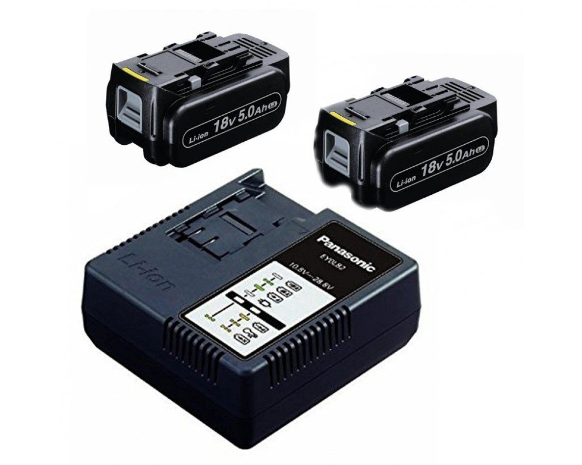 Panasonic EYC954B 18V Li-Ion Starterset (2x 5.0Ah) + Lader 1 Panasonic EYC954B 18V Li-Ion Starterset (2x 5.0Ah) + Lader