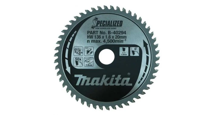 Makita B-40294 Specialized Cirkelzaagblad - 136 X 20 X 50T - Aluminium / Trespa / Kunststof 1 Makita B-40294 Specialized Cirkelzaagblad - 136 X 20 X 50T - Aluminium / Trespa / Kunststof