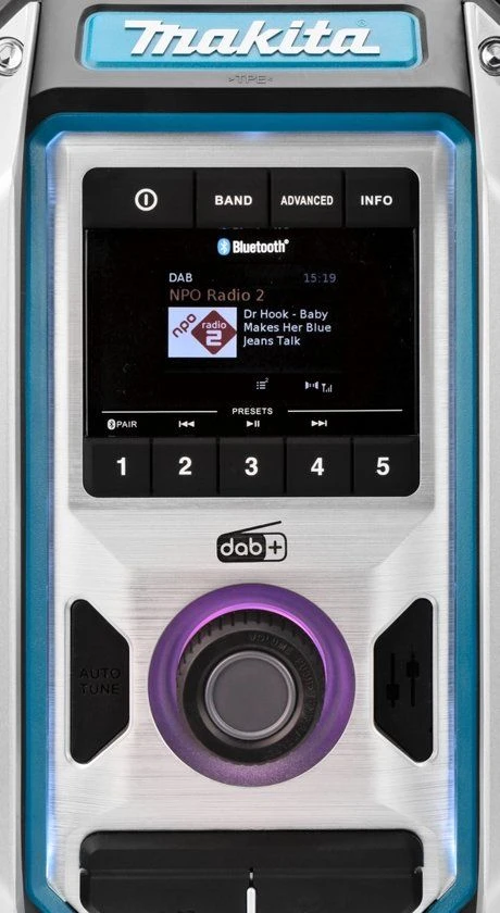 Makita DMR115 10,8-18V Li-Ion Accu Bouwradio - DAB+ - Bluetooth - Werkt Op Netstroom & Accu 6 Makita DMR115 10,8-18V Li-Ion Accu Bouwradio - DAB+ - Bluetooth - Werkt Op Netstroom & Accu - Afbeelding 6