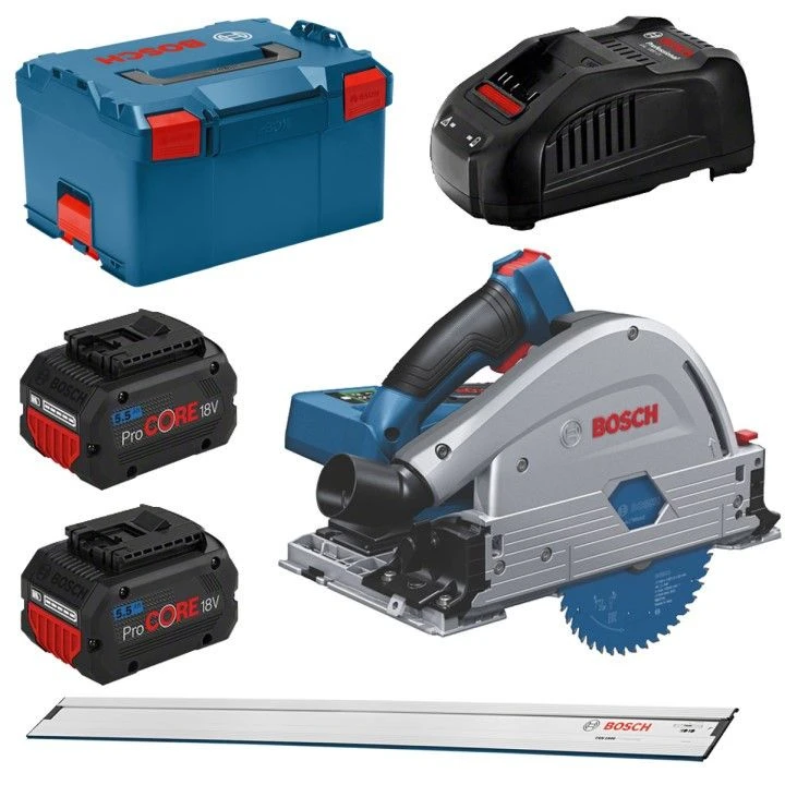 Bosch GKT 18V-52 GC 18V Li-Ion Accu Invalcirkelzaagmachine Set (2x 5,5Ah) Incl. Geleiderail In L-Boxx - 140mm - Koolborstelloos 1 Bosch GKT 18V-52 GC 18V Li-Ion Accu Invalcirkelzaagmachine Set (2x 5,5Ah) Incl. Geleiderail In L-Boxx - 140mm - Koolborstelloos
