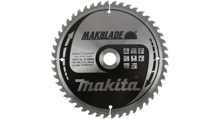 Makita B-08953 Makblade+ Cirkelzaagblad - 190 X 20 X 48T - Hout / MDF / Laminaat 1 Makita B-08953 Makblade+ Cirkelzaagblad - 190 X 20 X 48T - Hout / MDF / Laminaat